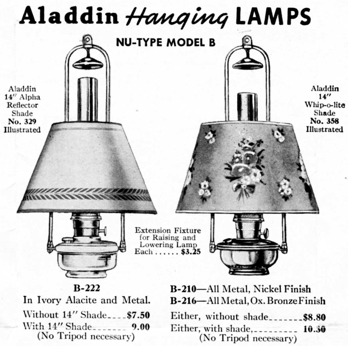 Aladdin model B hanging lamps